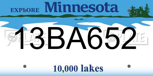 13BA652 Minnesota License Plate