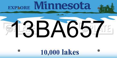 13BA657 Minnesota License Plate