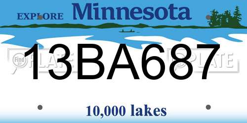 13BA687 Minnesota License Plate