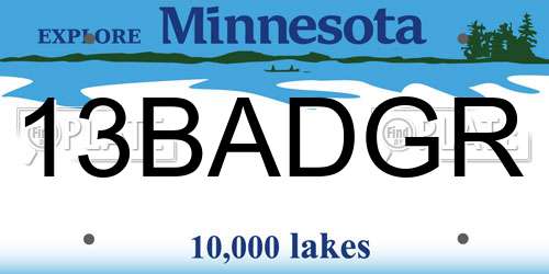 13BADGR Minnesota License Plate