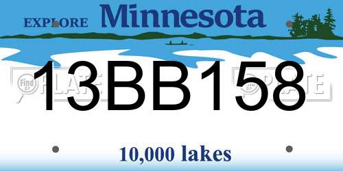 13BB158 Minnesota License Plate