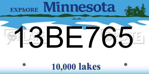 13BE765 Minnesota License Plate