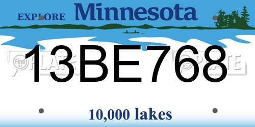 13BE768 Minnesota License Plate