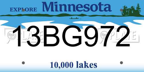 13BG972 Minnesota License Plate