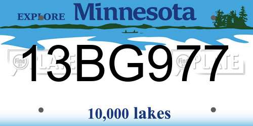13BG977 Minnesota License Plate
