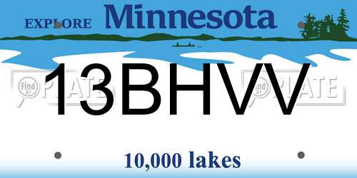 13BHVV Minnesota License Plate
