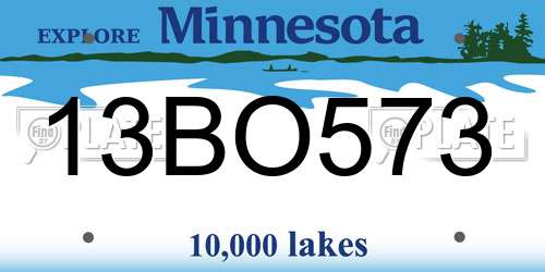 13BO573 Minnesota License Plate