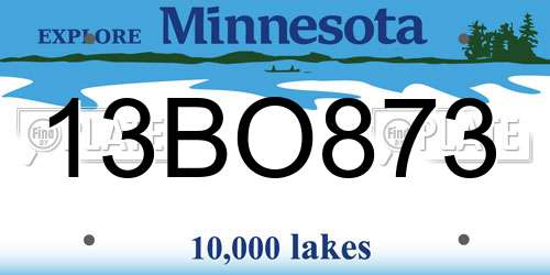 13BO873 Minnesota License Plate