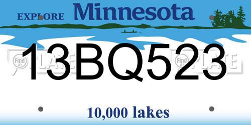 13BQ523 Minnesota License Plate