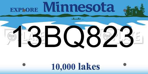 13BQ823 Minnesota License Plate