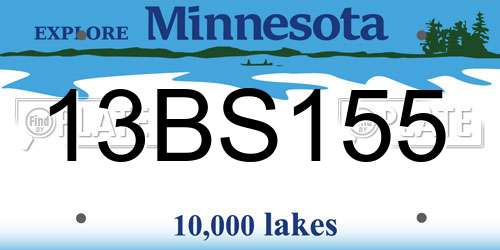 13BS155 Minnesota License Plate