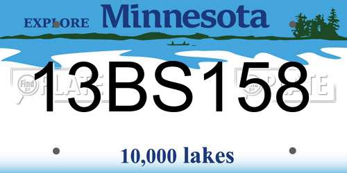 13BS158 Minnesota License Plate