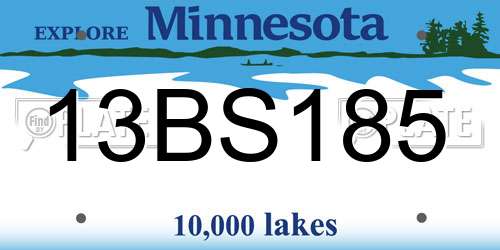 13BS185 Minnesota License Plate
