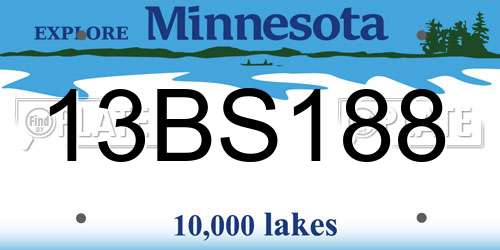 13BS188 Minnesota License Plate