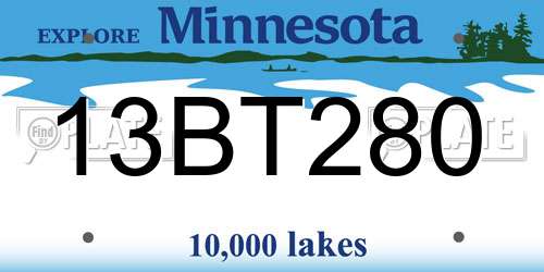 13BT280 Minnesota License Plate