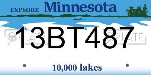 13BT487 Minnesota License Plate