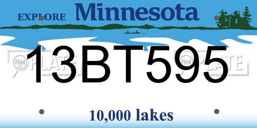 13BT595 Minnesota License Plate