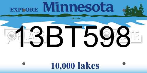 13BT598 Minnesota License Plate