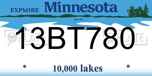 13BT780 Minnesota License Plate