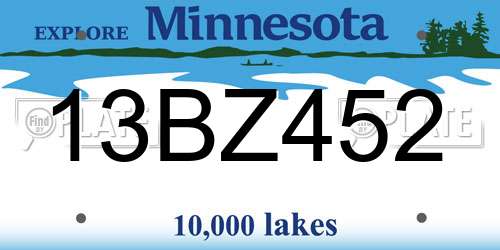 13BZ452 Minnesota License Plate