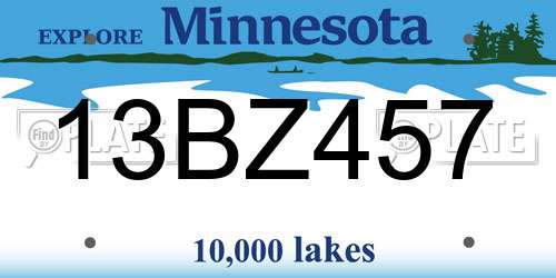 13BZ457 Minnesota License Plate