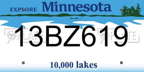 13BZ619 Minnesota License Plate