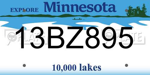 13BZ895 Minnesota License Plate