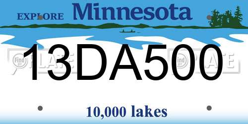 13DA500 Minnesota License Plate