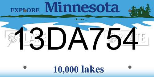 13DA754 Minnesota License Plate