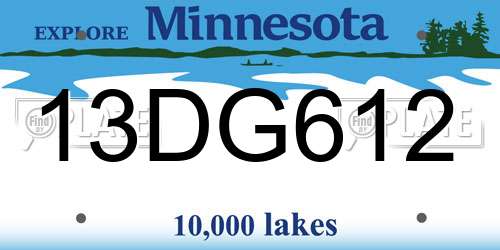 13DG612 Minnesota License Plate