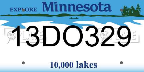13DO329 Minnesota License Plate