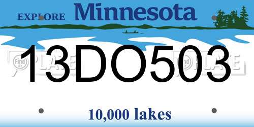 13DO503 Minnesota License Plate
