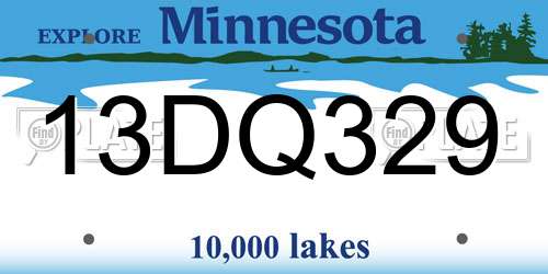 13DQ329 Minnesota License Plate