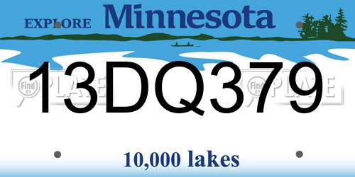 13DQ379 Minnesota License Plate