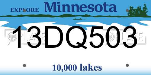 13DQ503 Minnesota License Plate
