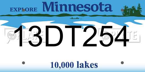 13DT254 Minnesota License Plate