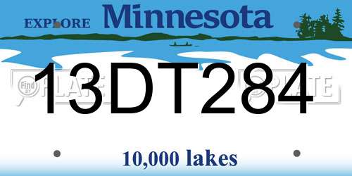 13DT284 Minnesota License Plate