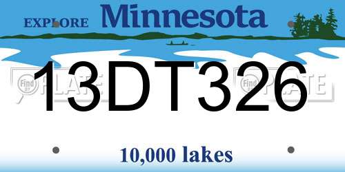 13DT326 Minnesota License Plate