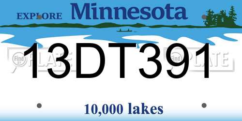 13DT391 Minnesota License Plate