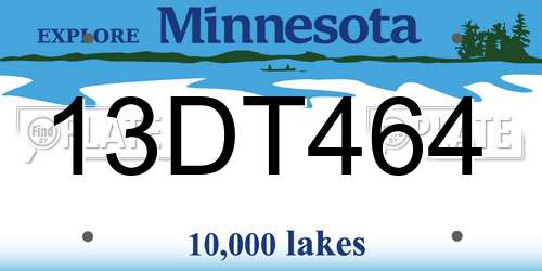 13DT464 Minnesota License Plate