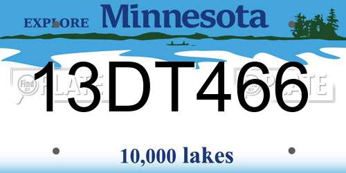 13DT466 Minnesota License Plate
