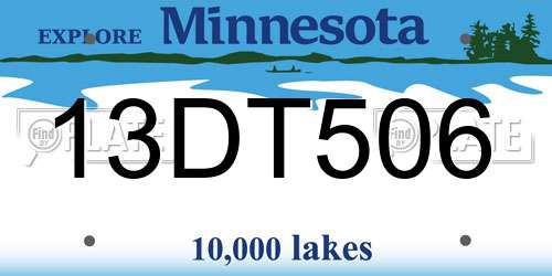 13DT506 Minnesota License Plate