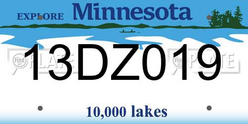 13DZ019 Minnesota License Plate
