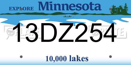 13DZ254 Minnesota License Plate