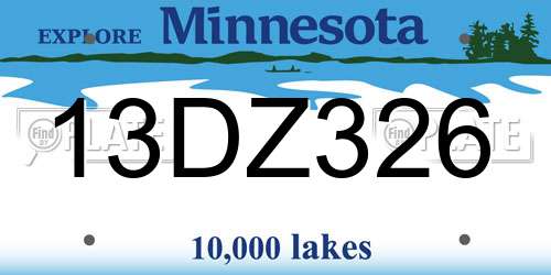 13DZ326 Minnesota License Plate