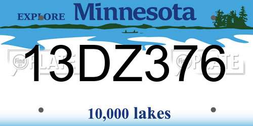 13DZ376 Minnesota License Plate