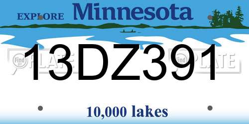 13DZ391 Minnesota License Plate