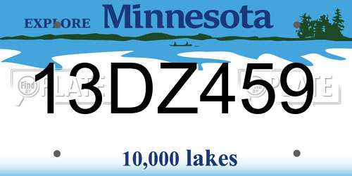 13DZ459 Minnesota License Plate
