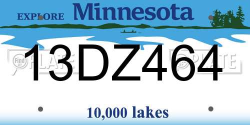 13DZ464 Minnesota License Plate