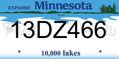 13DZ466 Minnesota License Plate